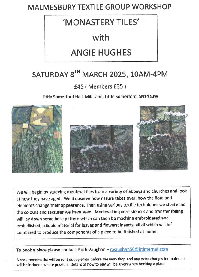 Malmesbury Textile Group Workshop - Monastery Tiles with Angie Hughes